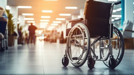 Wheelchairs waiting for patient services at the hospital.