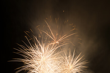 A fireworks display against the night sky