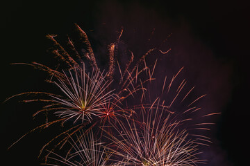 A fireworks display against the night sky