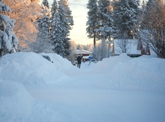 far away. Winter city in the north. Sweden Östersund.