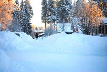 Fototapeta premium far away. Winter city in the north. Sweden Östersund.