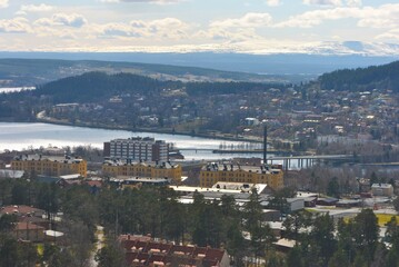 far away. Winter city in the north. Sweden Östersund.