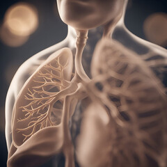 Digital illustration of human lungs in colour background with bokeh effect - obrazy, fototapety, plakaty