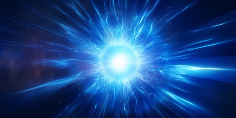 Naklejka premium Nuclear Fusion Ablaze: An Artistic Explosion of Blue Energy in the Cosmic Backdrop
