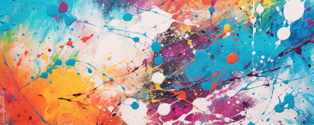 Poster closeup of inksplattered handmade paper the surface of this paper is adorned with colorful splotches