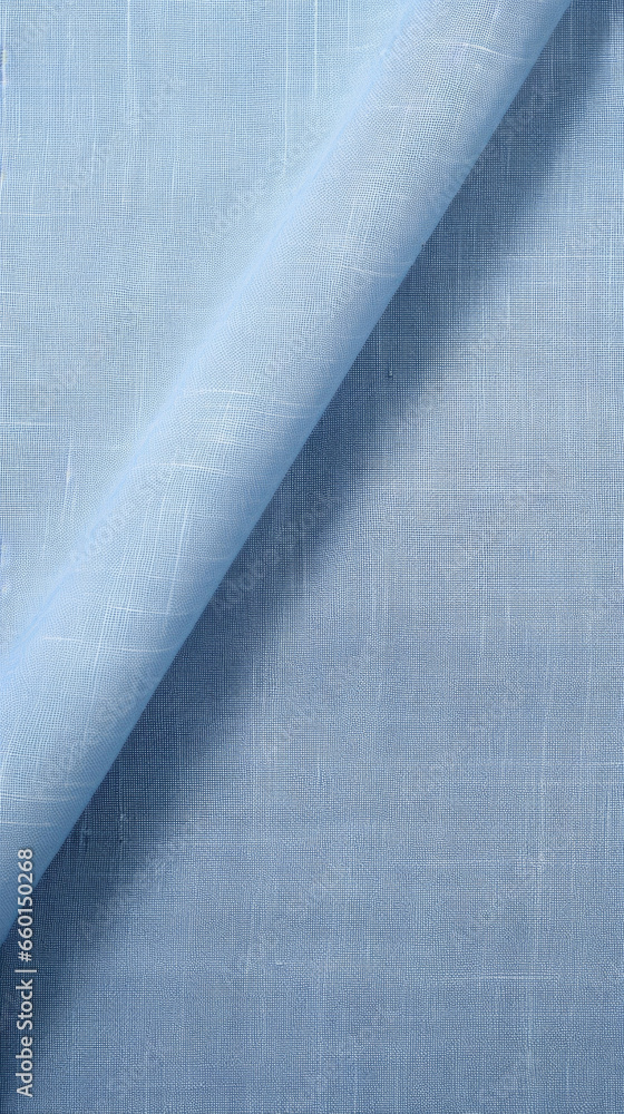 Poster closeup of a textured cotton chambray fabric, with a subtle crosshatch pattern and a light blue colo