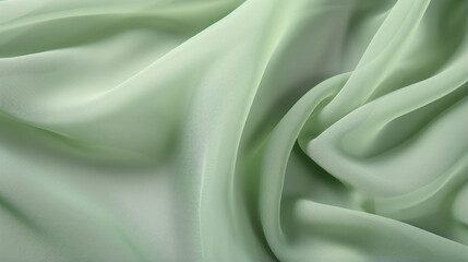 Texture of a sage green chiffon fabric with a crinkled surface and a fluid d, making it ideal for flowy summer dresses and skirts.