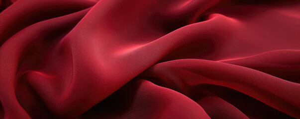 Obraz premium Closeup of a deep red chiffon fabric with a textured woven pattern and a lightweight feel, perfect for creating statement pieces.