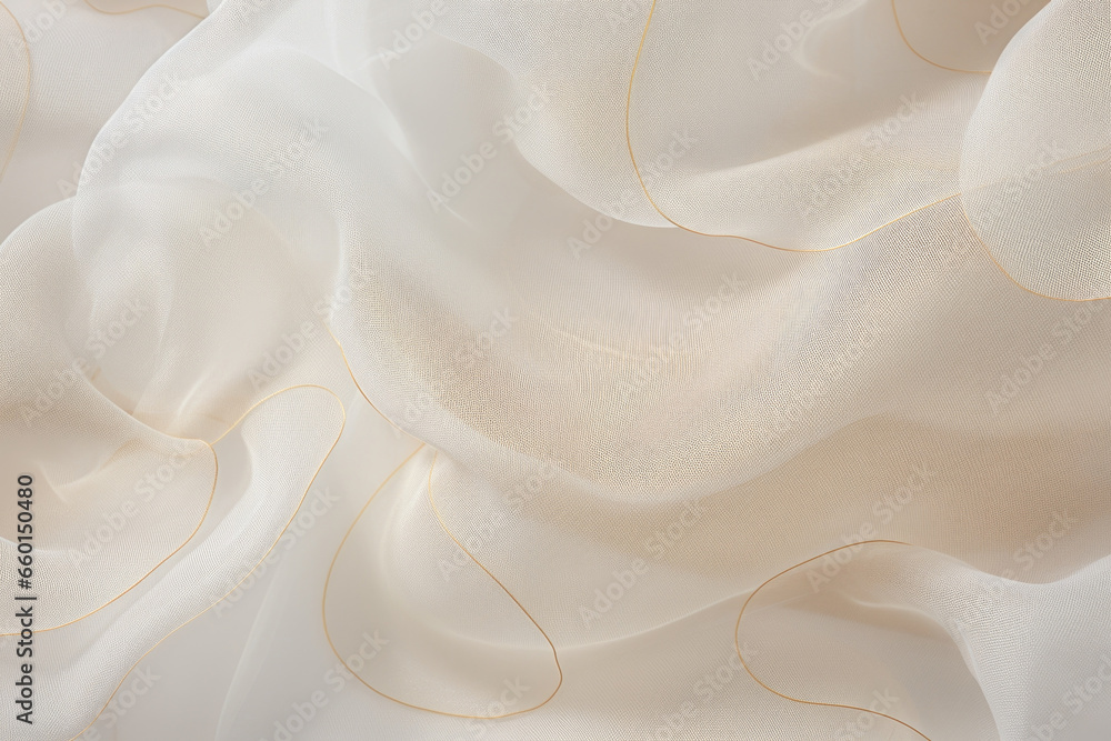 Poster texture of textured organza with a raised circular motif, adding depth and dimension to the fabrics 