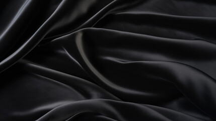 Fototapeta premium Closeup of a black velvet with a soft, velvety touch and a subtle sheen, giving it a luxurious and elegant appearance.