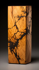 A piece of spalted patterned wood with dark lines tered across a warm, honeycolored surface, adding contrast and interest to its natural beauty.