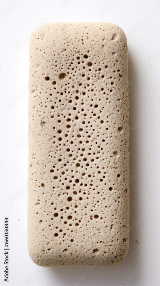 Poster texture of a pumice stone with a porous surface, displaying a bumpy and uneven texture with tiny hol
