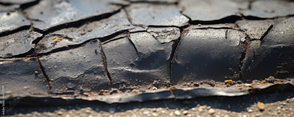 Poster closeup of worn, torn rubber with a mix of jagged and smooth edges. the texture appears to have a mi