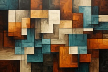 earthy abstract geometric art in highly textured colors, Generative AI - obrazy, fototapety, plakaty
