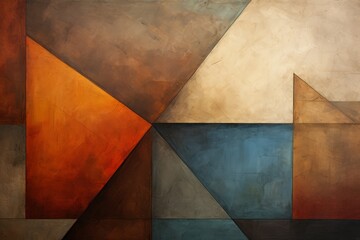 earthy abstract geometric art in highly textured colors, Generative AI