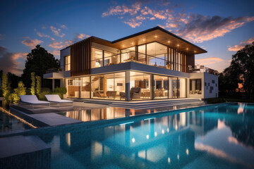 Fototapeta na wymiar Modern house with pool
