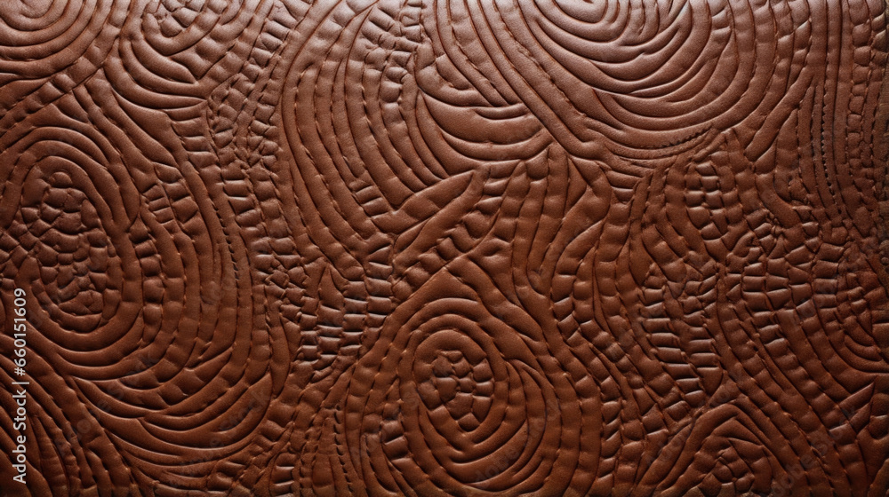Poster closeup of embossed saddle leather this texture features a deep texture with raised shapes and patte
