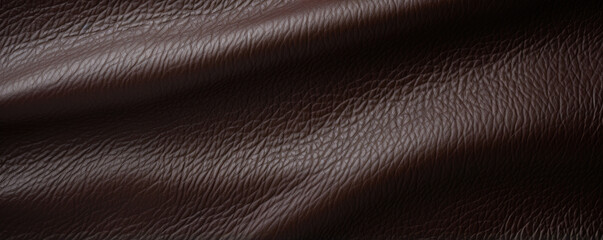 Texture of fullgrain buffalo leather, featuring a smooth and glossy surface in a rich, dark brown shade. The luxurious appearance and natural markings make it a popular choice for luxury - obrazy, fototapety, plakaty