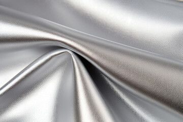 Closeup of a metalliclook synthetic vegan leather, with a shiny silver surface that catches the light. Its metallic coating adds a touch of glamour to any design. - obrazy, fototapety, plakaty