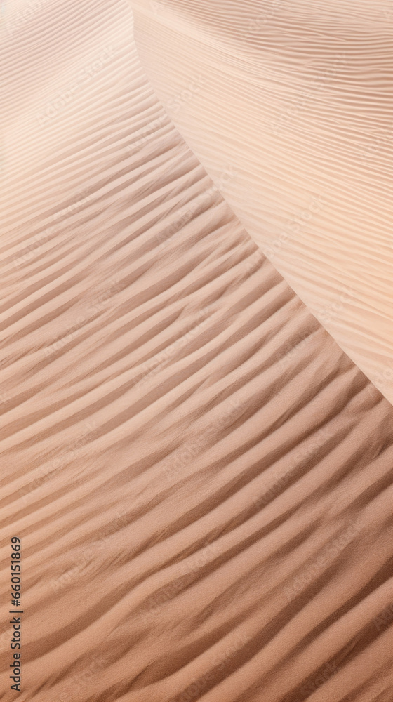 Poster closeup of a textured sand dune in a desert, with a mix of layers and patterns created by the wind. 