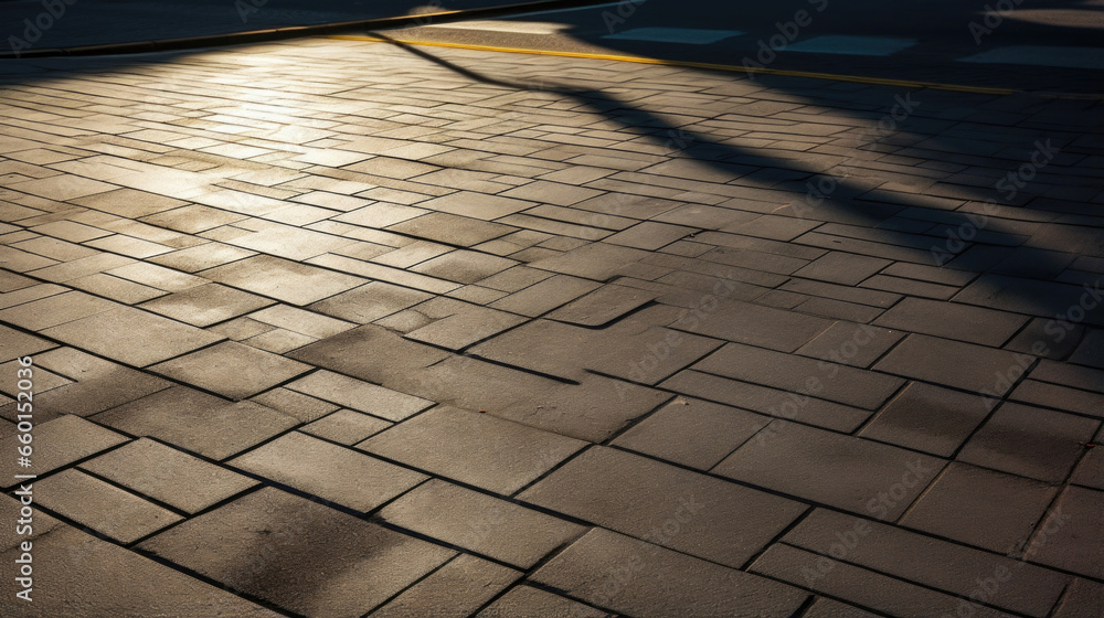 Aufkleber texture of elongated, angular shadows on the pavement, seeming to stretch and twist in different dir