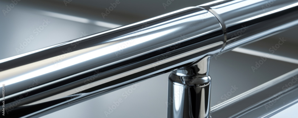 Poster texture of a doublelayered chrome handrail, with a shiny top layer and a subtly textured base layer 