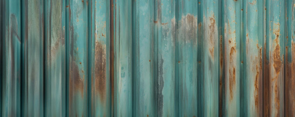 Texture of corrugated metal siding in a dark green color, resembling the look of oxidized copper. The panels have a rough and natural texture, adding an organic touch to the design.
