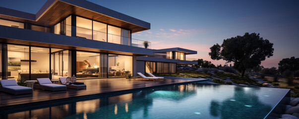 Fototapeta na wymiar Modern house with pool