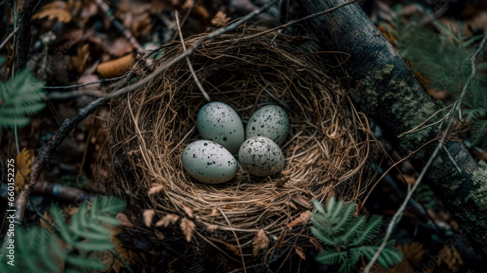 Wall mural Bird nests found in the forest