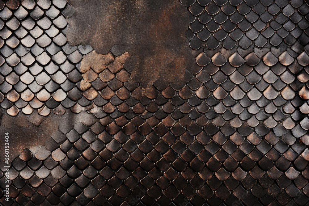 Poster texture of a textured metal with a reptilelike pattern, featuring small scales that add a touch of e