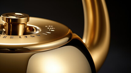 Texture of brushed, polished brass kettle featuring a rous shine and a smooth, satin finish.