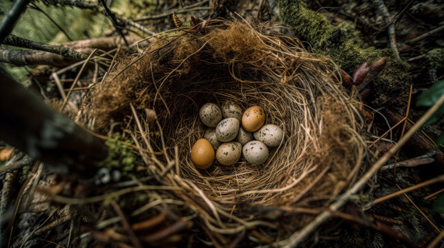 Bird nests found in the forest