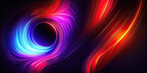 Abstract futuristic background with blurry glowing wave and neon lines