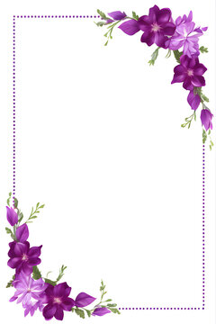 Purple Flower Border Frame Png Transparent Background