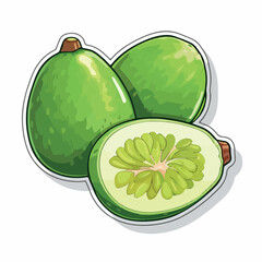 Feijoas in cartoon, doodle style. 2d vector illustration in logo, icon style. AI Generative