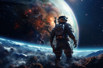 Astronaut in space, Science fiction art, Ai Generated