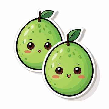 Feijoas in cartoon, doodle style. 2d vector illustration in logo, icon style. AI Generative