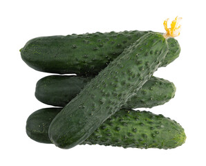 pile of fresh raw cucumbers isolated on white background with clipping path