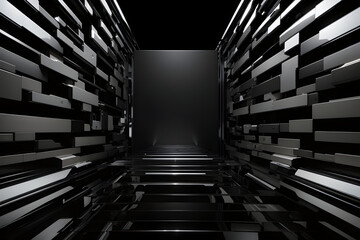 mesmerizing black and grey abstract 3D tunnel image