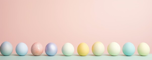 Pastel Easter eggs against a solid minimalistic background