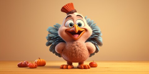 cute Thanksgiving turkey character cartoon 