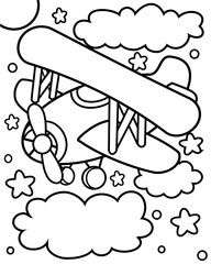 Biplane coloring page for kids