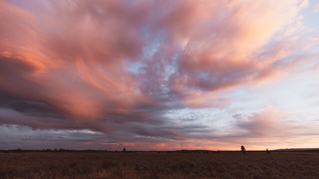 Golden sunset in Yellowstone National Park