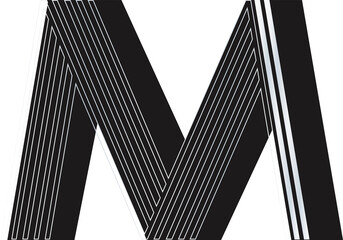 Fototapeta premium Line font, alphabet letter M