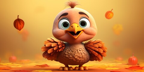cute Thanksgiving turkey character cartoon 