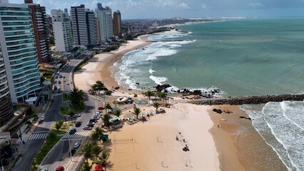 Beach scene at Natal capital city of Rio Grande do Norte. Brazil Northeast. Beach landscape at Natal  Rio Grande do Norte Brazil. Tropical scenery. Tranquil scene.