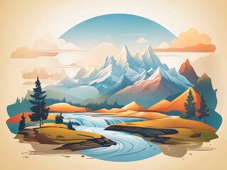 Beautiful mountains landscape background walpaper ilustrations