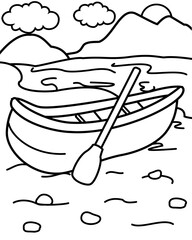Canoe coloring page for kids