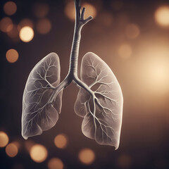 Lungs on bokeh background. 3D illustration. - obrazy, fototapety, plakaty