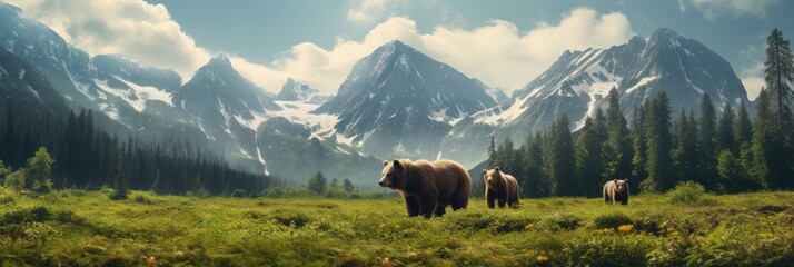 grizzly bear habitat Generative AI - obrazy, fototapety, plakaty